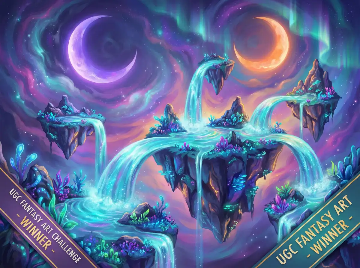 主题大赛 参赛作品 - 浮岛幻境奇幻数字绘画